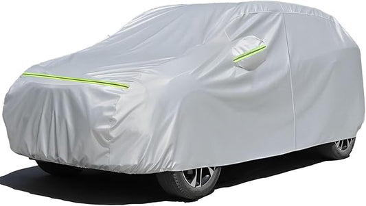 Favoto SUV Car Cover Waterproof - All Weather for Automobiles 6 Layers Heavy Duty Outdoor Full Car Cover Sun Protection with Side Zipper Windproof Straps, Universal Fit for SUV (188-198 inch)