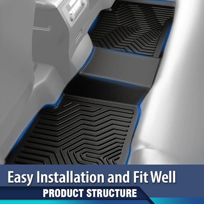 PIT66 Floor Mats Cargo Liners Compatible with Chevy Silverado/GMC Sierra 1500 2500HD 3500HD Crew Cab 2019-2025 (Fit 2019 1500 New Body Style) 1st and 2nd Row All Weather TPE Liner Accessories