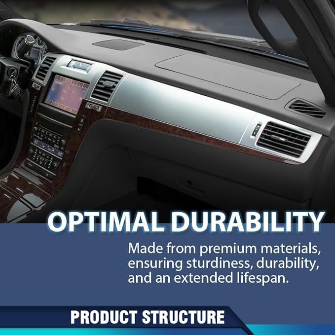 PIT66 Dash Cover Dashboard Panel Compatible with Cadillac Escalade ESV 2007-2014 Fit Cadillac Escalade EXT and Hybrid 2007-2013 Black Instrument Panel