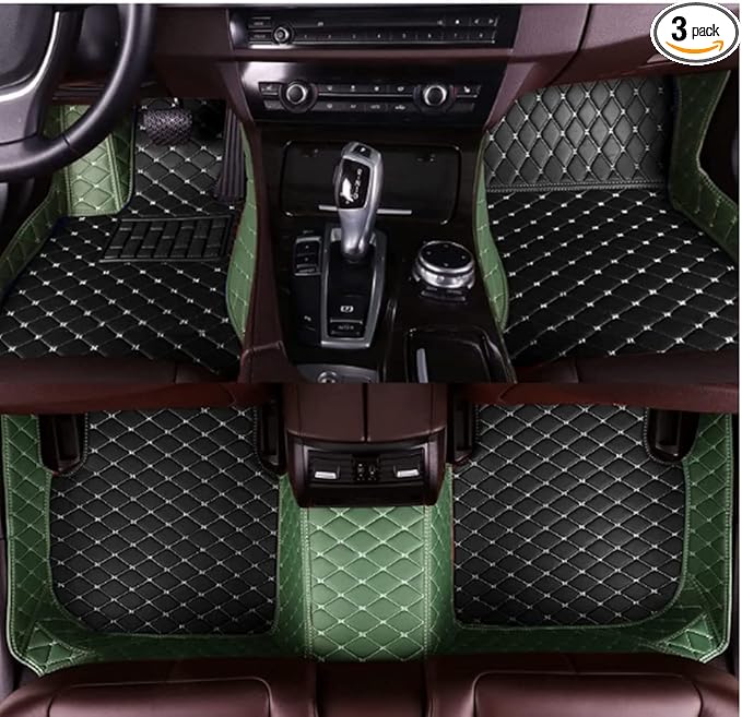 YaruicarCustom Car Floor Mats for 99.99% Sedan SUV Sports Car Men Women Protection Full Coverage Pads Anti-Slip Leather Floor Lining All Weather Car Floor Mats (Black Brown)