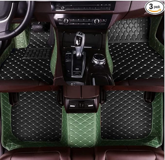 YaruicarCustom Car Floor Mats for 99.99% Sedan SUV Sports Car Men Women Protection Full Coverage Pads Anti-Slip Leather Floor Lining All Weather Car Floor Mats (Black Brown)