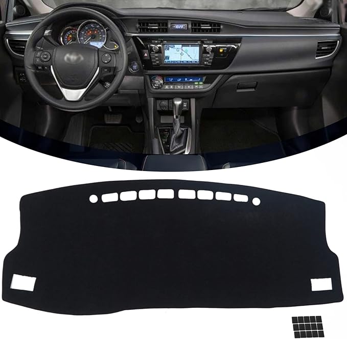 KEYOOG Dashboard Cover Dash Mat Fit for to-yota Corolla 2018-2014 (for Left Hand Drive),Car Dash Board Mat Anti-Glare Carpet,Non-Slip Pad Sunshield Protector (Black)