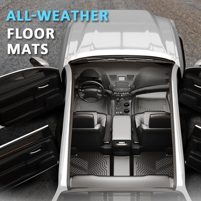 TPE Floor Mats Fit Chevy Silverado/GMC Sierra 1500 2014-2018 & 2500HD 3500HD 2015-2019 3PCS Crew Cab Truck Accessories Cargo Liners All Weather Protection Alfombra para Auto/Forro para Maletero