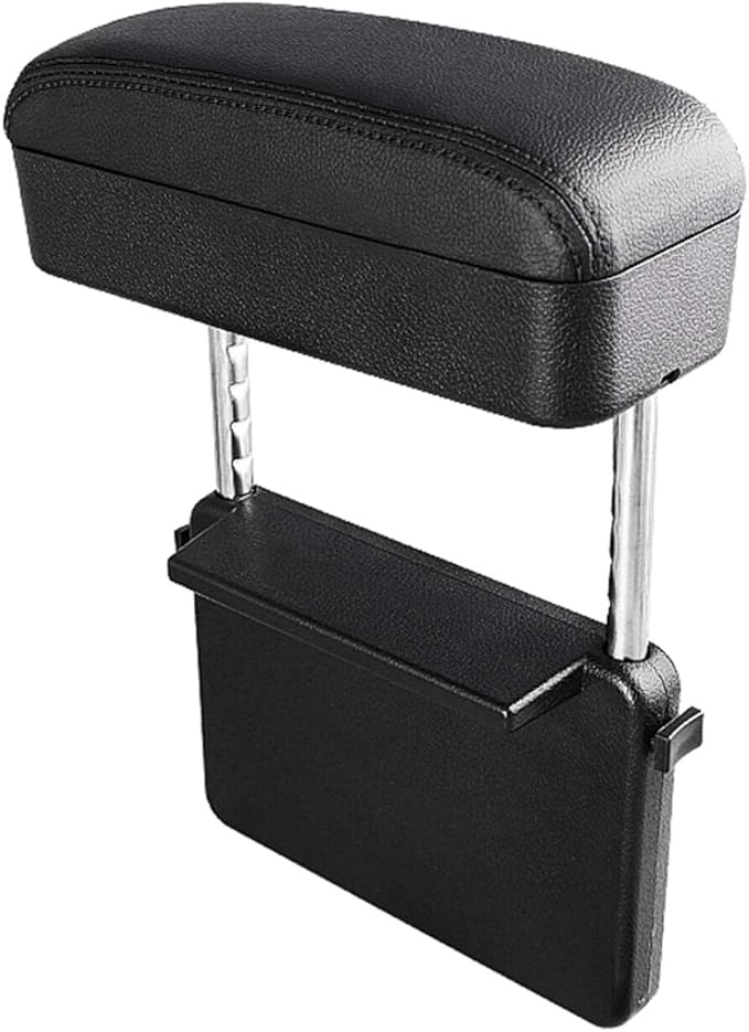SKTU Auto Car Armrest Extender Support Elbow & Forearm Arm Wrist Rest Support Adjustable Height Comfort Pad Universal Fit for Most Car Models Center Console (Black with Organizer)