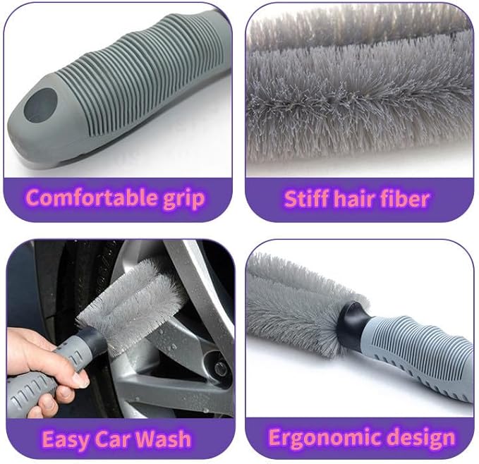 12pcs Auto Car Detailing Brush Set,Car Interior Cleaning Kit,Including 5pcs Car Detailing Brushes, 3pcs Wire Brush,1pc Rim Brush and Car Wash Gloves,1pc Dashboard Mini Brush and Wash Towels Car.