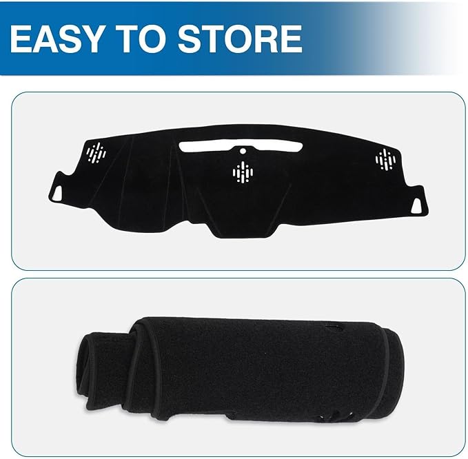 KUST Car Dash Cover for Chevy Tahoe/Suburban 2015-2020 (LS, LT, LTZ), GMC Yukon/Yukon XL (SLE, SLT, Denali) (Without HUD) Polyester Dashboard Cover Non-Slip Interior Accessories for Tahoe Black