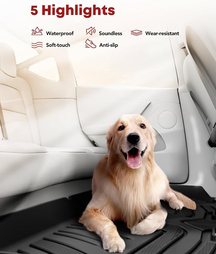 YHTAUTO Floor Mats Fit 2019-2025 Chevy Silverado/GMC Sierra 1500, 2020-2025 Silverado/Sierra 2500HD/3500HD Crew Cab (w/Rear Underseat Storage Box & Front Bucket Seat), TPE All Weather Floor Liner