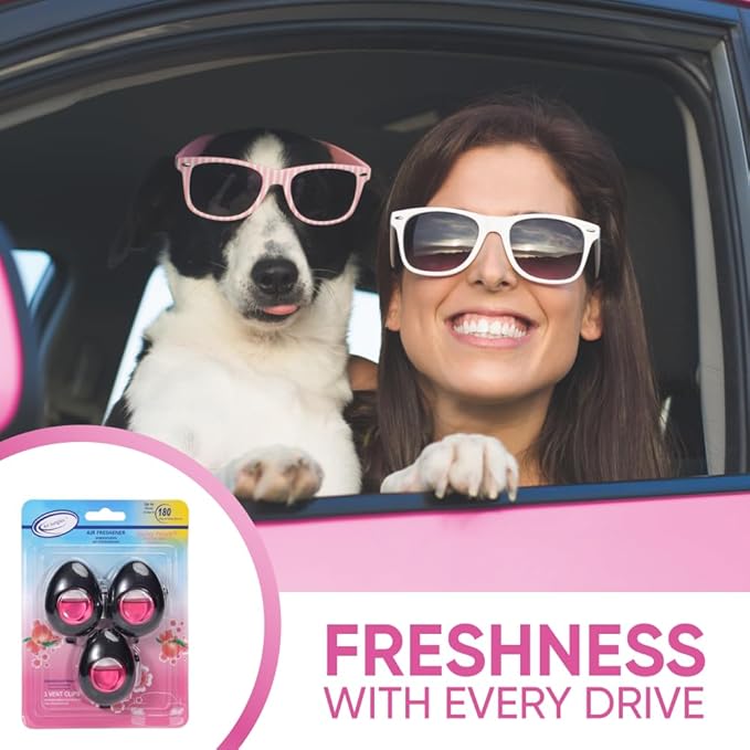 Air Jungles Car Air Freshener Vent Clip 3 Count, Honey Peach Scent, 4 ml Each, Long-Lasting Car Odor Eliminator, Easy Clip-On Design, Up to 90 Days Freshness for Cars, Trucks, and SUVs