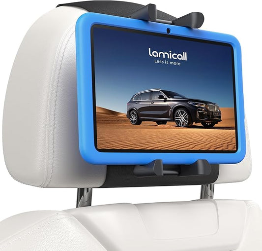 Lamicall Tablet Holder for Car Headrest - [Thick Case Friendly] [360° Rotation] Car Tablet Mount for Backseat, Road Trip Essentials for Kids, for iPad Pro, Air, Mini, Galaxy, Fire HD, 6.1-13" Tablets