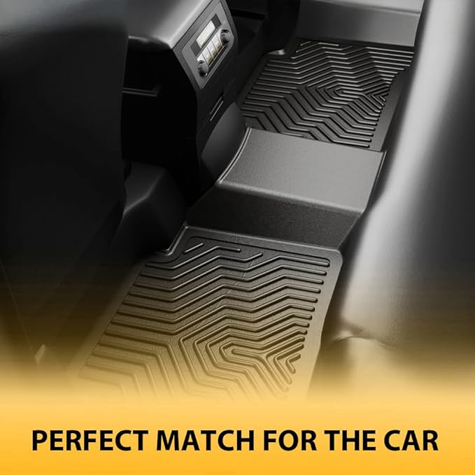 TPE Floor Mats Cargo Liners Compatible with Chevy Silverado/GMC Sierra 1500 2500HD 3500HD Crew Cab 2020-2024 All-Weather Protection