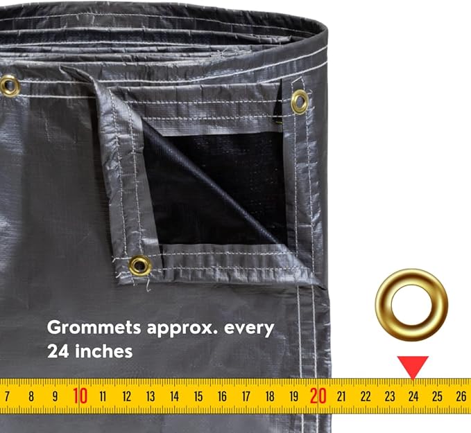Tarps Heavy Duty Waterproof 14x40 FT, Extra Thick 12 Mil Large Tarps with Grommets and Reinforced Edges,UV Resistant,Tear&Fade Resistant, Silver/Black Multipurpose Cover for Home Boats Cars Camping
