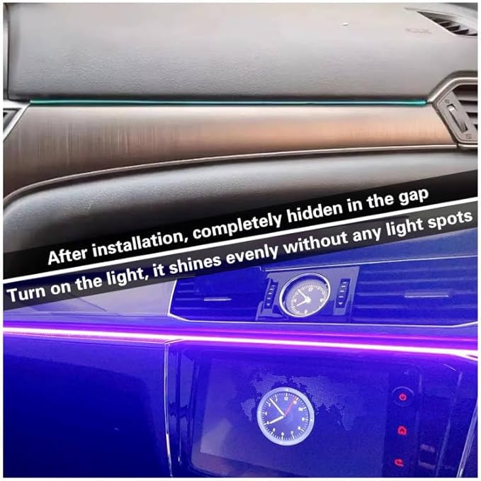 Acrylic Interior Car LED Lights with Remote and Wireless APP 10 in 1,Ambient Lighting Kits Fiber Optic Strip LEDs,16 Million Colors Music&DIY Function
