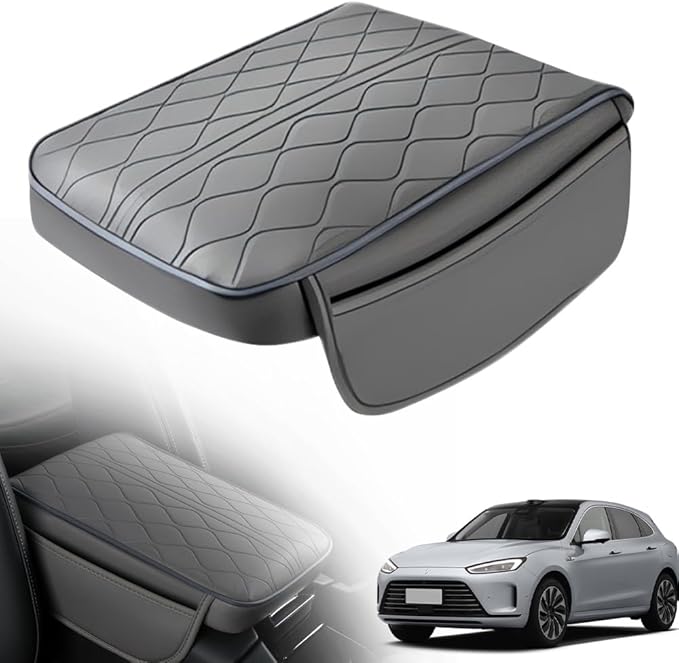 Universal Style Memory Cotton Car Armrest Box Pad, 2025 New Center Console Elbow Pads, Arm Rest Pad Leather Armrest Cover for SUV Interior, Car Middle Console Cover for Drivers (Beige) (Gray)