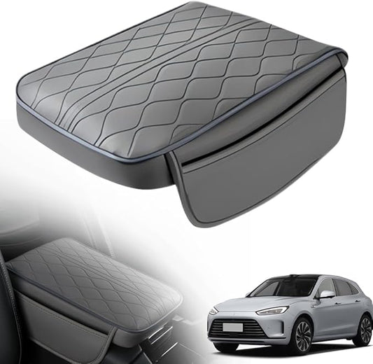 Universal Style Memory Cotton Car Armrest Box Pad, 2025 New Center Console Elbow Pads, Arm Rest Pad Leather Armrest Cover for SUV Interior, Car Middle Console Cover for Drivers (Beige) (Gray)