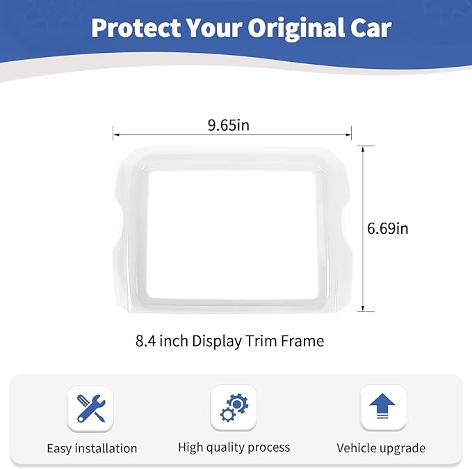 RT-TCZ for Jeep JL Center Console Radio Display Panel Trim Cover for Jeep Wrangler JL JLU Gladiator JT 2018-2023 White Interior Accessories 8.4 inch