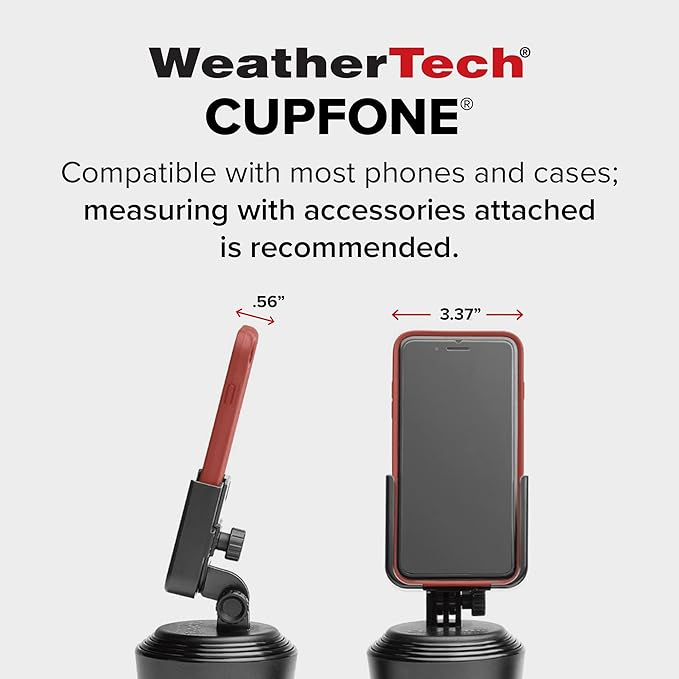 WeatherTech CupFone, Universal Cup Holder Phone Mount for Cars – Adjustable & Secure Fit with Open Access for Charging – Compatible with iPhone, Android - Metal Knobs, Silver