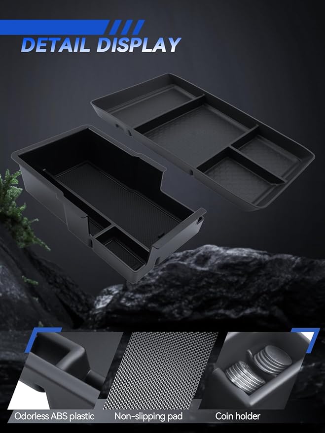 2 Layer for Chevy Equinox Center Console Organizer Chevrolet Equinox 2025 2026 (LT/ACTIV/RS) Accessories Armrest Tray Middle Storage Box Insert Container Durable ABS Plastic