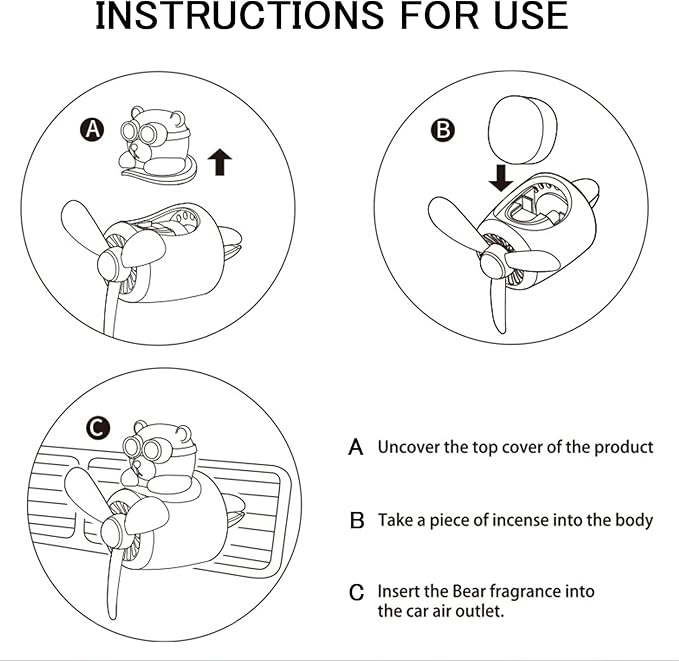 Pilot Car Air Freshener, Cute Cat Car Vent Clip Air Freshener with 2 Fragrant Tablets Automotive Air Outlet Fan Diffuser, Automotive Interiors Vent Decoration (style B)