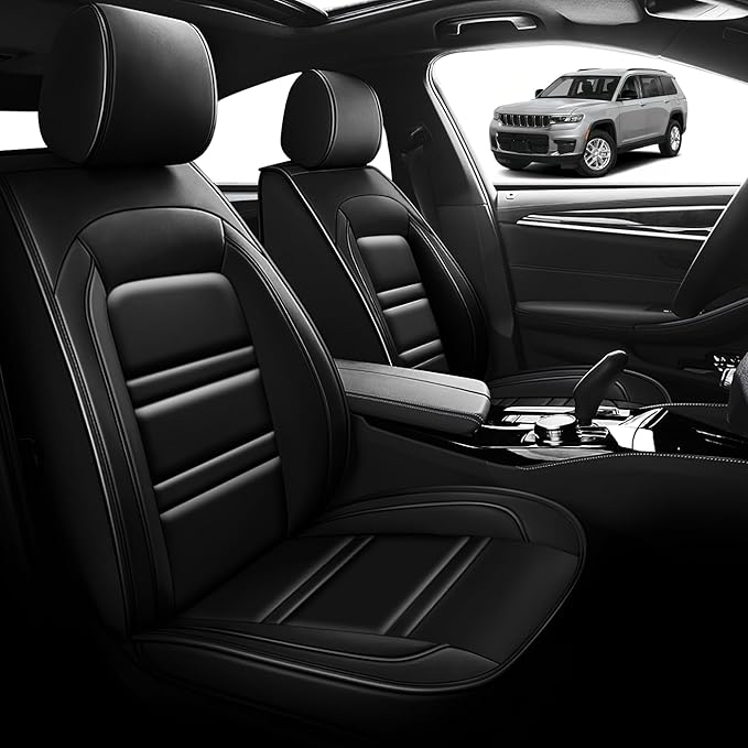 Seat Cover for JP Grand Cherokee 2011-2025 | Car Seat Covers Front Seats, Waterproof Seat Protectors, Automotive Front Seat Covers (Front Seat, Black)