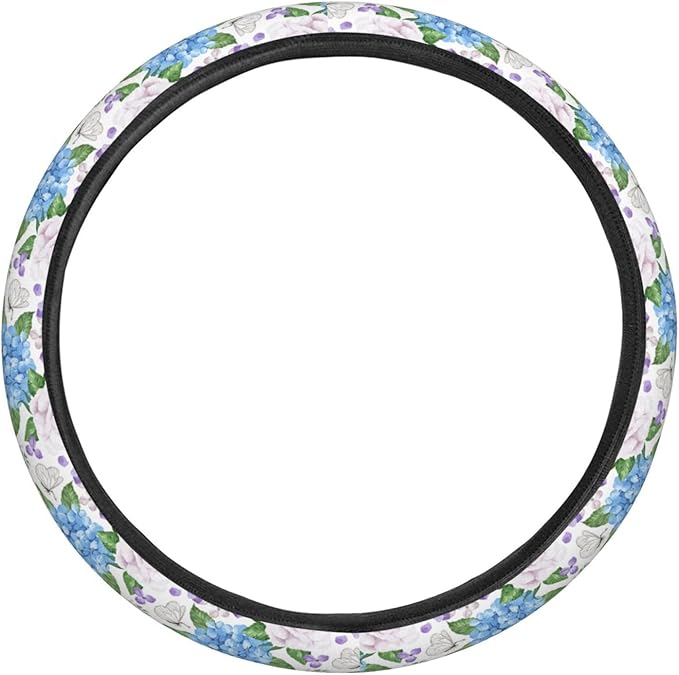 Dujiea Painting Flower Elastic Stretch Steering Wheel Cover, Anti-Slip and Durable Car Steering Wheel Accessories for Women Men, 15 Inch Universal Fit Car, Truck, SUV