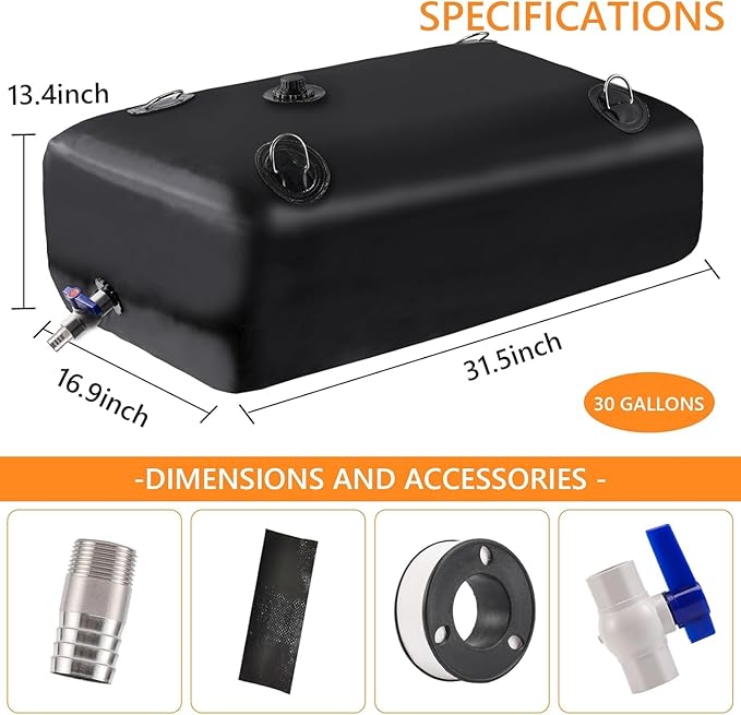 Water Tank, Water Storage Bladder, Portable Water Tank, Water Bladder Tank, Large Water Storage, Water Storage Containers for Camping, Garden, Emergency Water Storage Black