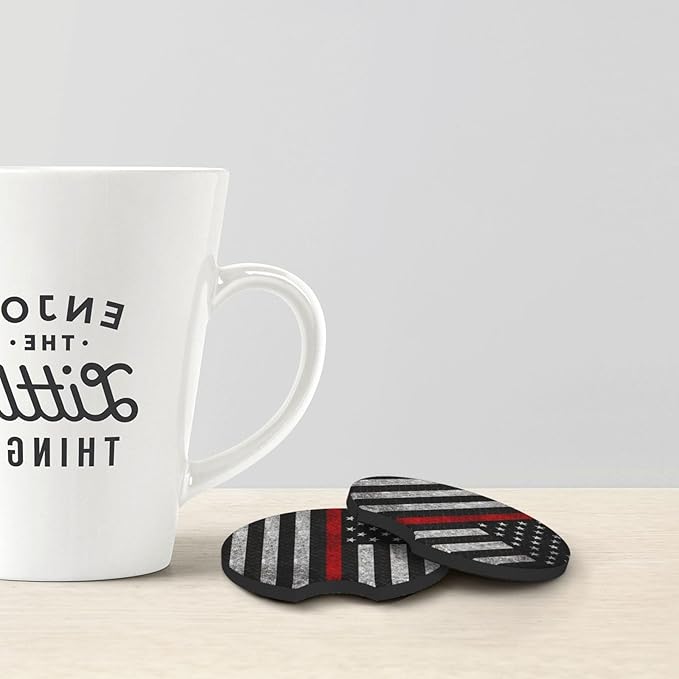 2 Pcs Car Cup Coasters, Red Grey American Flag Universal Non-Slip Rubber Car Coasters for Cup Holders 2.75 inch, Car Interior Accessories for Men