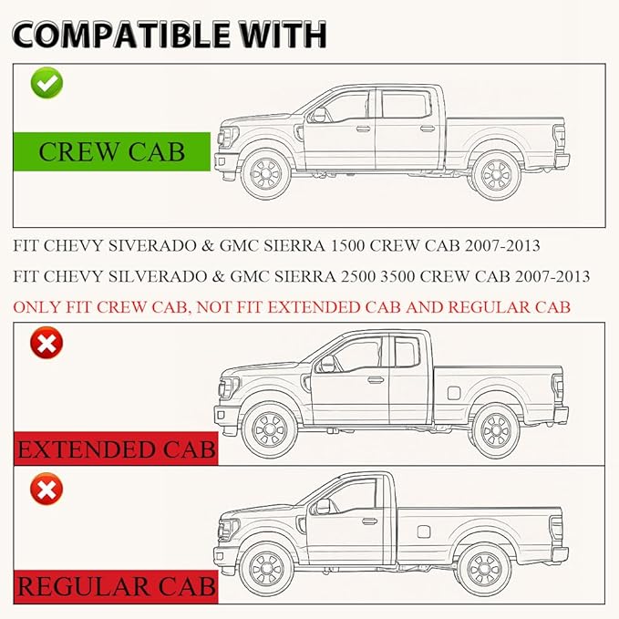 PIT66 Floor Mats Cargo Liners Compatible with Chevy Silverado & GMC Sierra 1500 Crew Cab 2007-2013, Fit Silverado & Sierra 2500 3500 07-14 (Heavy Duty) All Weather TPE Trunk alfombras para carro