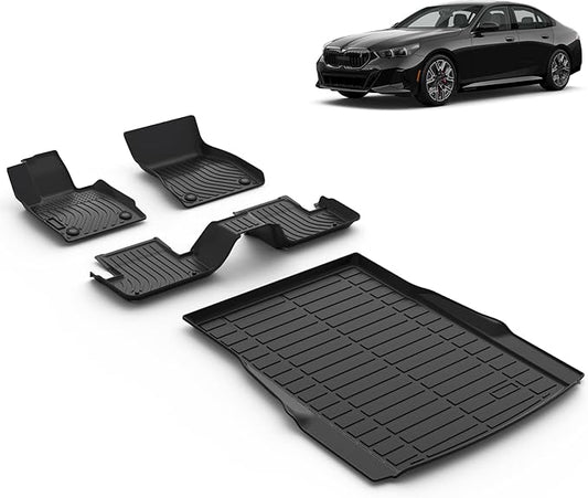 All Weather Car Floor Mats & Cargo Liner Set Fit for BMW i5 2024 2025 2026 Floor Liners Trunk Liner BMW i5 Cargo Mat Accessories Black