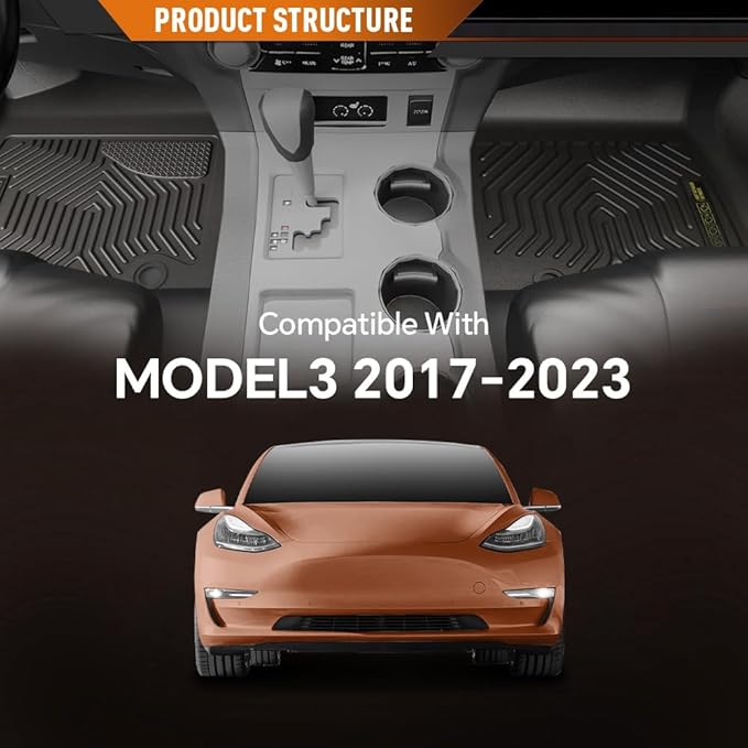 ANDPLAY TPE Floor Mats Liners 4PCS Compatible with Tesla Model 3 2017 2018 2019 2020 2021 2022 2023 All Weather Protection Black Floor Liners alfombras para carro