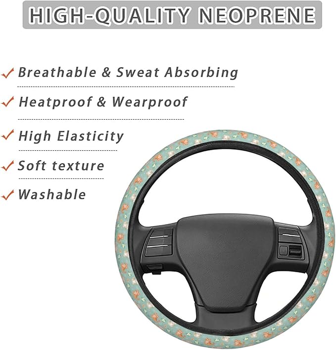 Dujiea Cute Cat Elastic Stretch Steering Wheel Cover, Anti-Slip and Durable Car Steering Wheel Accessories for Women Men, 15 Inch Universal Fit Car, Truck, SUV