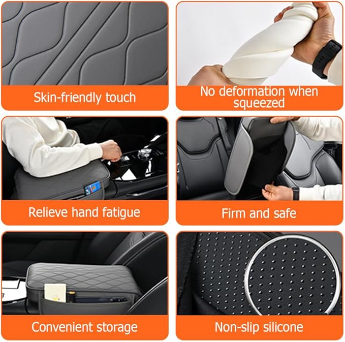 Auto Armrest Box Cover, 2025 New Universal Style Memory Cotton Car Armrest Box Pad, Leather Car Armrest Box Pad, Upgrade Universal Style Memory Cotton Cars Boxes Pad (Black)