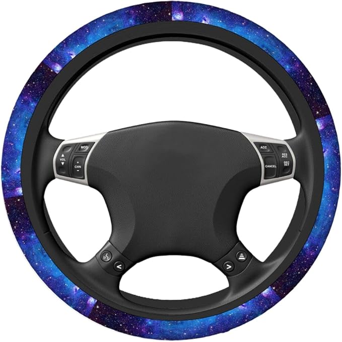 Swono Galaxy Purple Car Neoprene Steering Wheel Cover Abstract Galaxy Space Star Purple 15 Inch Anti-Slip Wheel Wrap Case Protector for SUV Sedan Vans Trucks