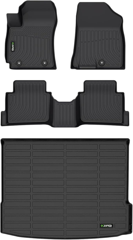 All Weather Car Floor Mats & Cargo Liner Set for Hyundai Kona 2024 2025 2026 (Not for EV) Custom Fit Floor Liners Accessories - Black