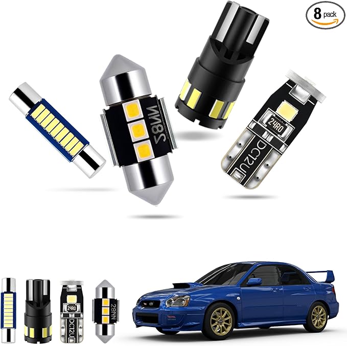 EASY EAGLE LED Interior Car Lights for WRX/WRX-STI/Impreza-2004-2022: 8 Piece Kit White LED Light Bulbs - Super Bright 6000K + Install Tool