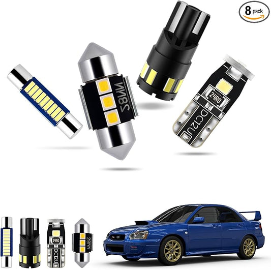 EASY EAGLE LED Interior Car Lights for WRX/WRX-STI/Impreza-2004-2022: 8 Piece Kit White LED Light Bulbs - Super Bright 6000K + Install Tool