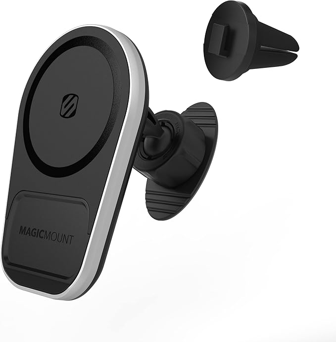 Scosche MPQ5DV-XTSP MagicMount Pro Charge5 15W Wireless Charging MagSafe Car Mount, Magnetic Phone Holder for Dashboard/Vent Compatible with iPhone 16/15/14/13/12 Pro/Pro Max/Plus, MagSafe Case & More