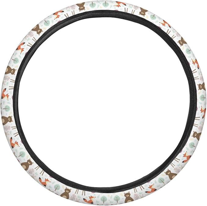 Dujiea Cute Animals Elastic Stretch Steering Wheel Cover, Anti-Slip and Durable Car Steering Wheel Accessories for Women Men, 15 Inch Universal Fit Car, Truck, SUV