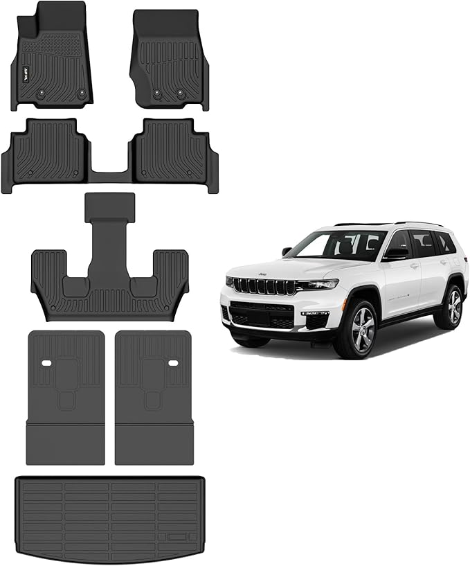 AIPOIL®TPE Floor mats Custom for 2021-2025 Grand Cherokee L(for 6 Seats) | All-Weather | Easy to Clean | All-Round Protection丨Full Set Automobile mats Accessories.