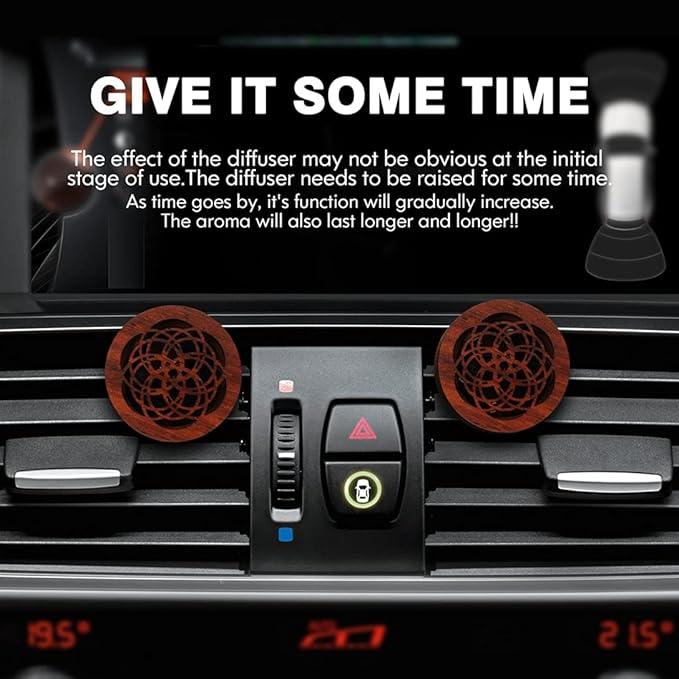 Essential Oil Car Diffuser, 2 PCS Car Aromatherapy Wood Diffuser with Vent Clip