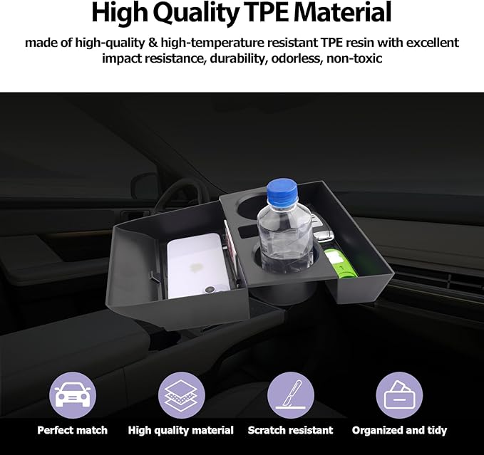 LUWU for 2024 2025 2026 Hyundai Santa Fe Center Console Organizer 2026 Santa Fe Accessories Santa Fe Cup Holder Insert Cup Holder Organizer Santa Fe Lower Console Organizer Storage Tray Drink Holders