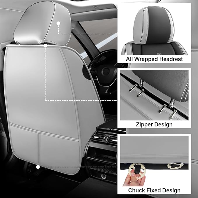 Seat Covers Fit for Subaru Crosstrek 2015-2026 Nappa Leather Waterproof Breathable Car Seat Cover, Easy to Install Airbag Compatibility,Auto Interior Accessories(Full Set with Pillow, Black Gray)