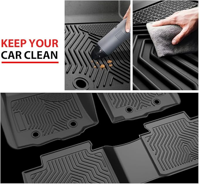 ANDPLAY TPE Floor Mats Liners Compatible with Chevy Silverado/GMC Sierra 1500 2500HD 3500HD Crew Cab 2014 2015 2016 2017 2018 2019 All Weather Protection Black Floor Liners alfombras para carro