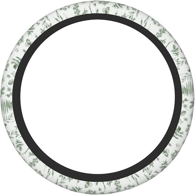 Vintage Green Flower Steering Wheel Cover Women