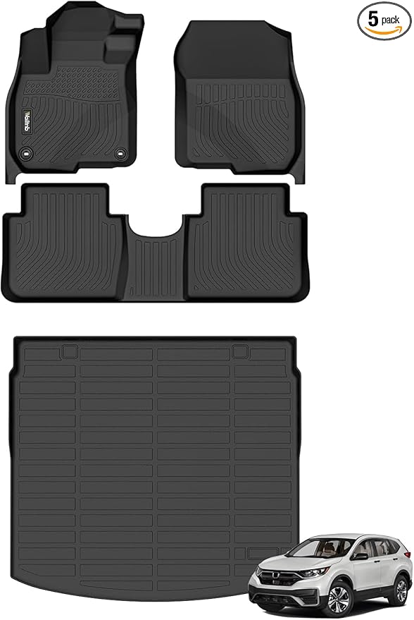 Wailtnb-All Weather Floor Mats and Cargo Liners for Honda CRV 2017-2022 (Deck in Upper Position) Liners Custom Fit Honda CR-V 2017-2022 (Not for Hybrid) Waterproof Durable Easy Clean Accessories