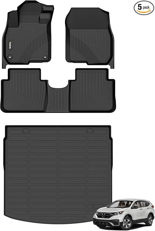 Wailtnb-All Weather Floor Mats and Cargo Liners for Honda CRV 2017-2022 (Deck in Upper Position) Liners Custom Fit Honda CR-V 2017-2022 (Not for Hybrid) Waterproof Durable Easy Clean Accessories