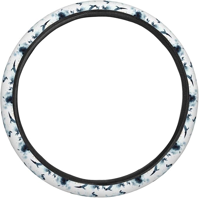 Dujiea Forest and Animals Elastic Stretch Steering Wheel Cover, Anti-Slip and Durable Car Steering Wheel Accessories for Women Men, 15 Inch Universal Fit Car, Truck, SUV