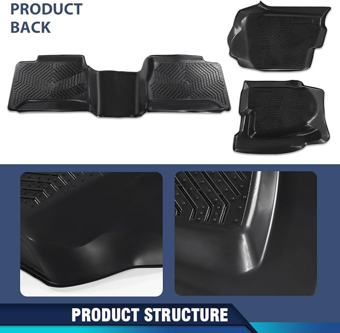 PIT66 Floor Mats Cargo Liners Compatible with Chevy Silverado GMC Sierra 1500 1999-2006 & 1500 Classic 2007, Fit Silverado Sierra 2500 2001-2004, 2WD 4WD Extended Cab All Weather TPE Liner Accessories