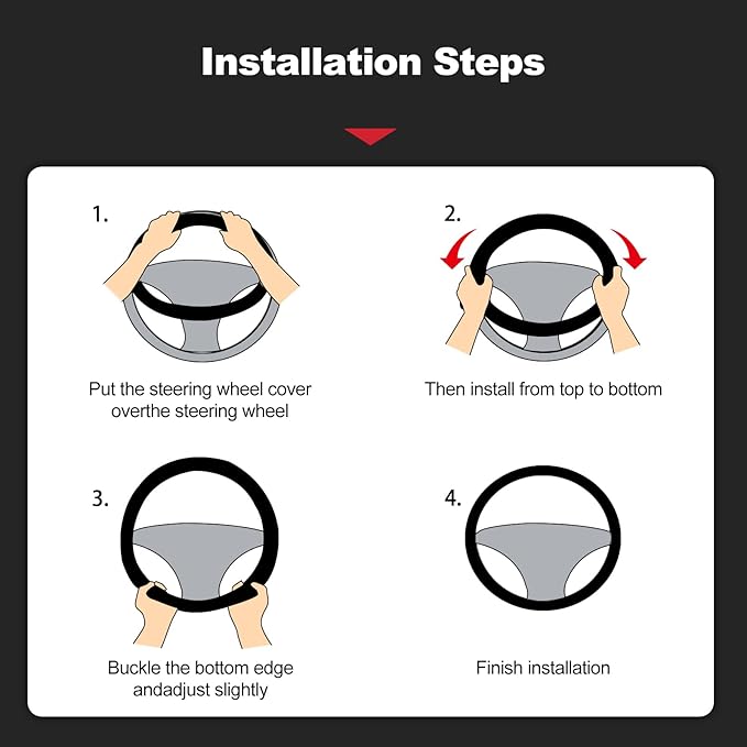 Ergocar Carbon Fiber Material Steering Wheel Cover Anti-Slip Breathable Sweat Absorbent Fashionable Sport Steering Wheel Sleeve for D-Shaped Diameter 15"（37.5-38cm）-Black