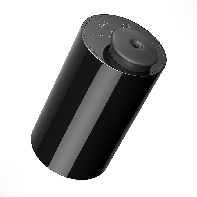 Waterless Essential Oil Diffuser for Home Aromatherapy Car Nebulizing Diffuser Battery Operated 5-20mL Mini Scent Air Machine Up to 600 Sq.Ft. 4 Countdown Timers 3 Mist-Level (AN7 Black)