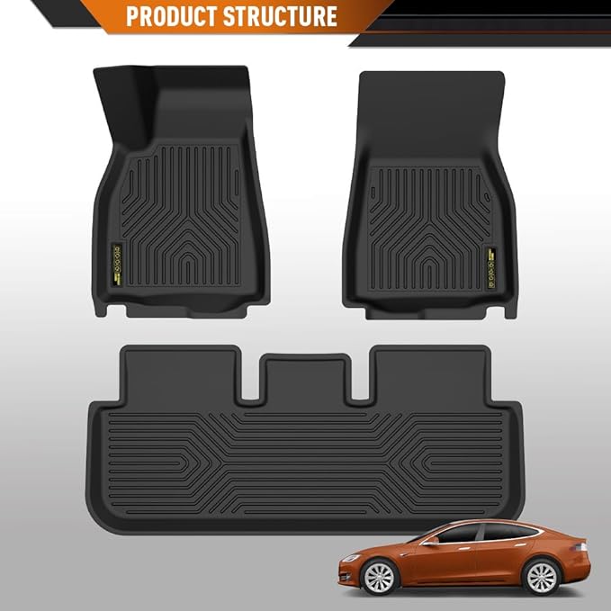 ANDPLAY TPE Floor Mats Liners 3PCS Compatible with Tesla Model S 2021 2022 2023 2024 All Weather Protection Black Floor Liners alfombras para carro